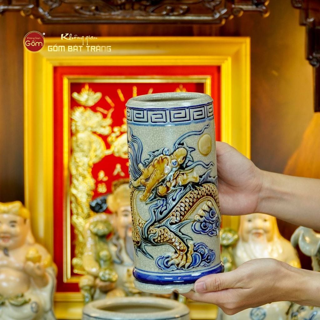 [Set Hào Gia] Bộ Đồ Thờ Thần Tài Thổ Địa Men Rạn (14 món)