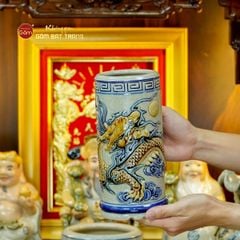 [Set Hào Gia] Bộ Đồ Thờ Thần Tài Thổ Địa Men Rạn (14 món)