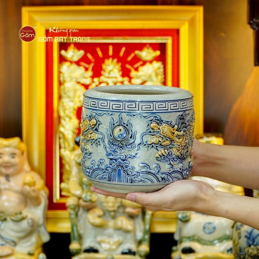 [Set Hào Gia] Bộ Đồ Thờ Thần Tài Thổ Địa Men Rạn (14 món)