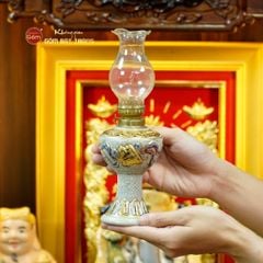 [Set Hào Gia] Bộ Đồ Thờ Thần Tài Thổ Địa Men Rạn Vẽ Vàng (14 món)