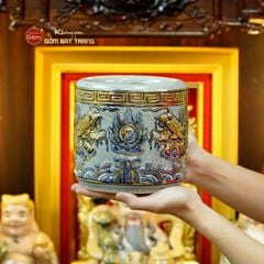 [Set Hào Gia] Bộ Đồ Thờ Thần Tài Thổ Địa Men Rạn Vẽ Vàng (14 món)