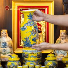 [Set Hào Gia] Bộ Đồ Thờ Thần Tài Thổ Địa Men Vàng (14 món)