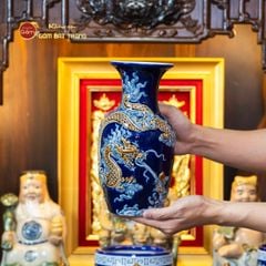 [Set Hào Gia] Bộ Đồ Thờ Thần Tài Thổ Địa Men Xanh Coban (14 món)