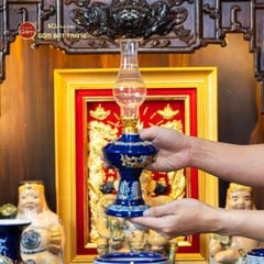 [Set Hào Gia] Bộ Đồ Thờ Thần Tài Thổ Địa Men Xanh Coban (14 món)