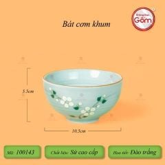 Bộ Bát Cơm Men Ngọc Hoa Đào Trắng