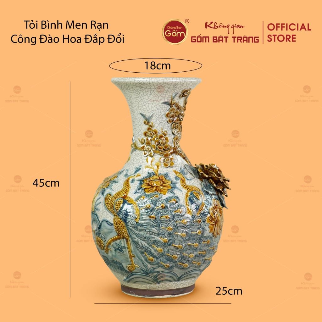 Tỏi Bình Men Rạn Công Đào Hoa Đắp Đổi