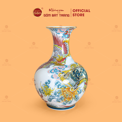 Tỏi Bình Song Phụng Triều Phúc Tứ Hoa Phú Quý Vẽ Vàng