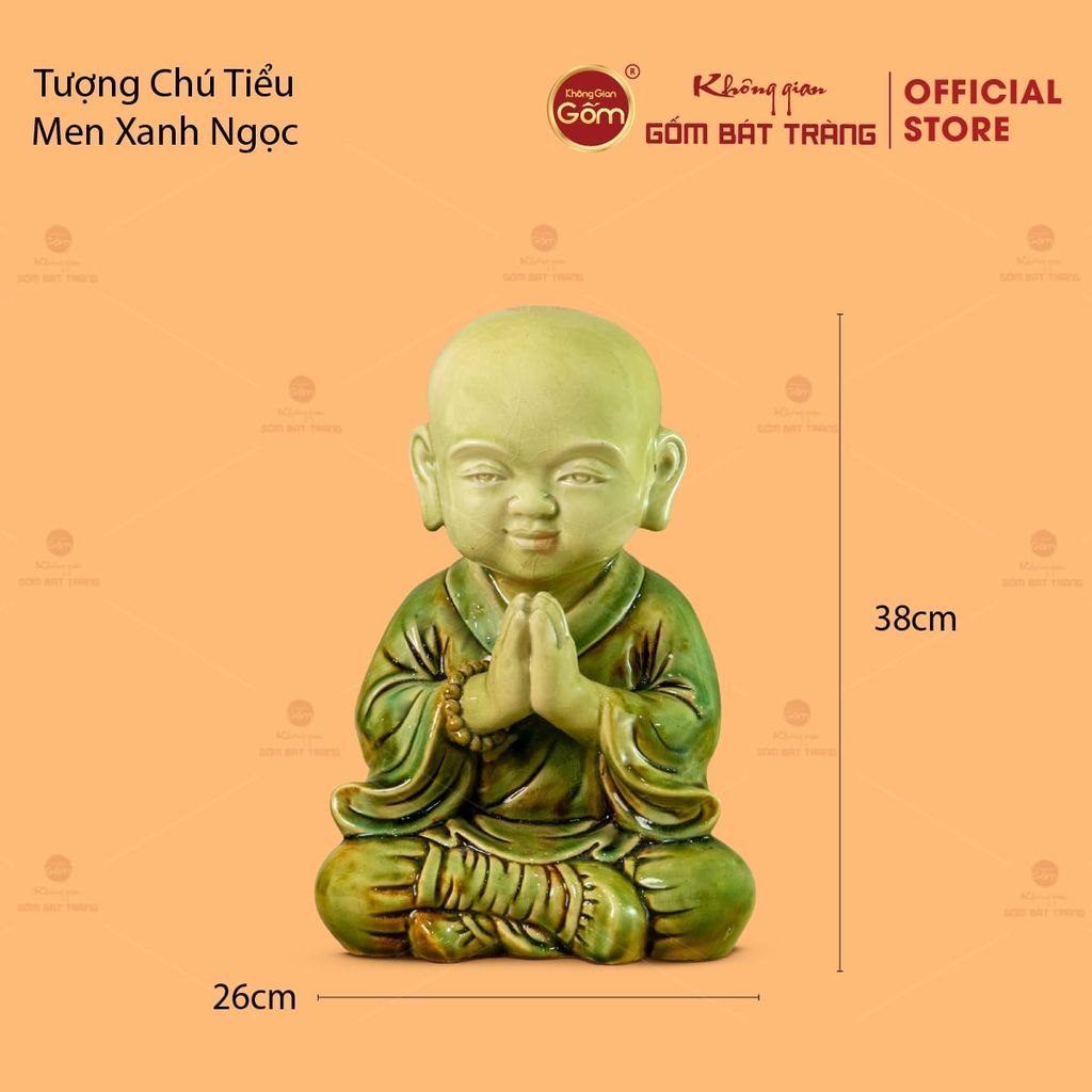 Tượng Chú Tiểu Men Xanh Ngọc