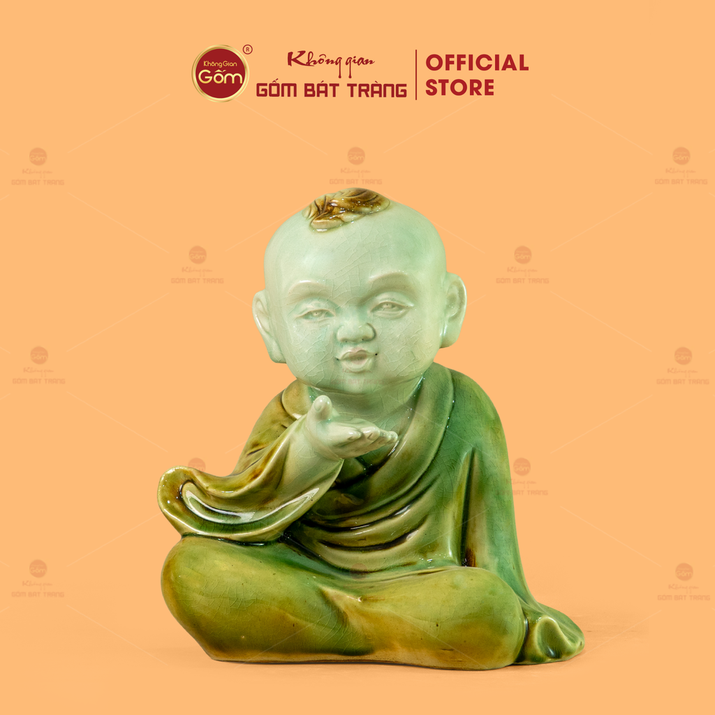 Tượng Chú Tiểu Men Xanh Ngọc