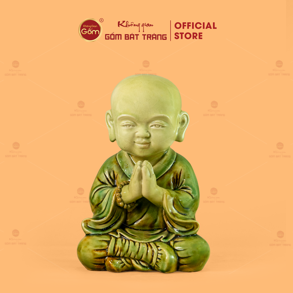 Tượng Chú Tiểu Men Xanh Ngọc