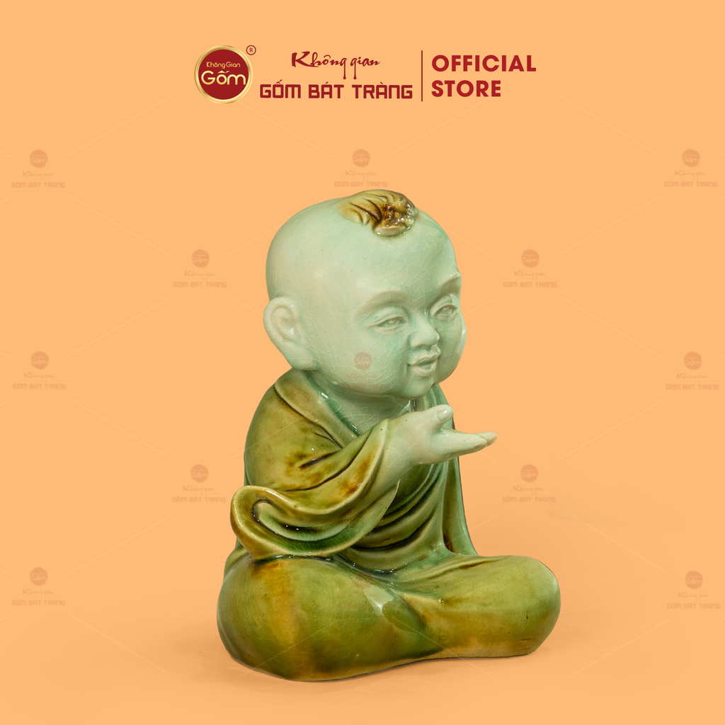 Tượng Chú Tiểu Men Xanh Ngọc