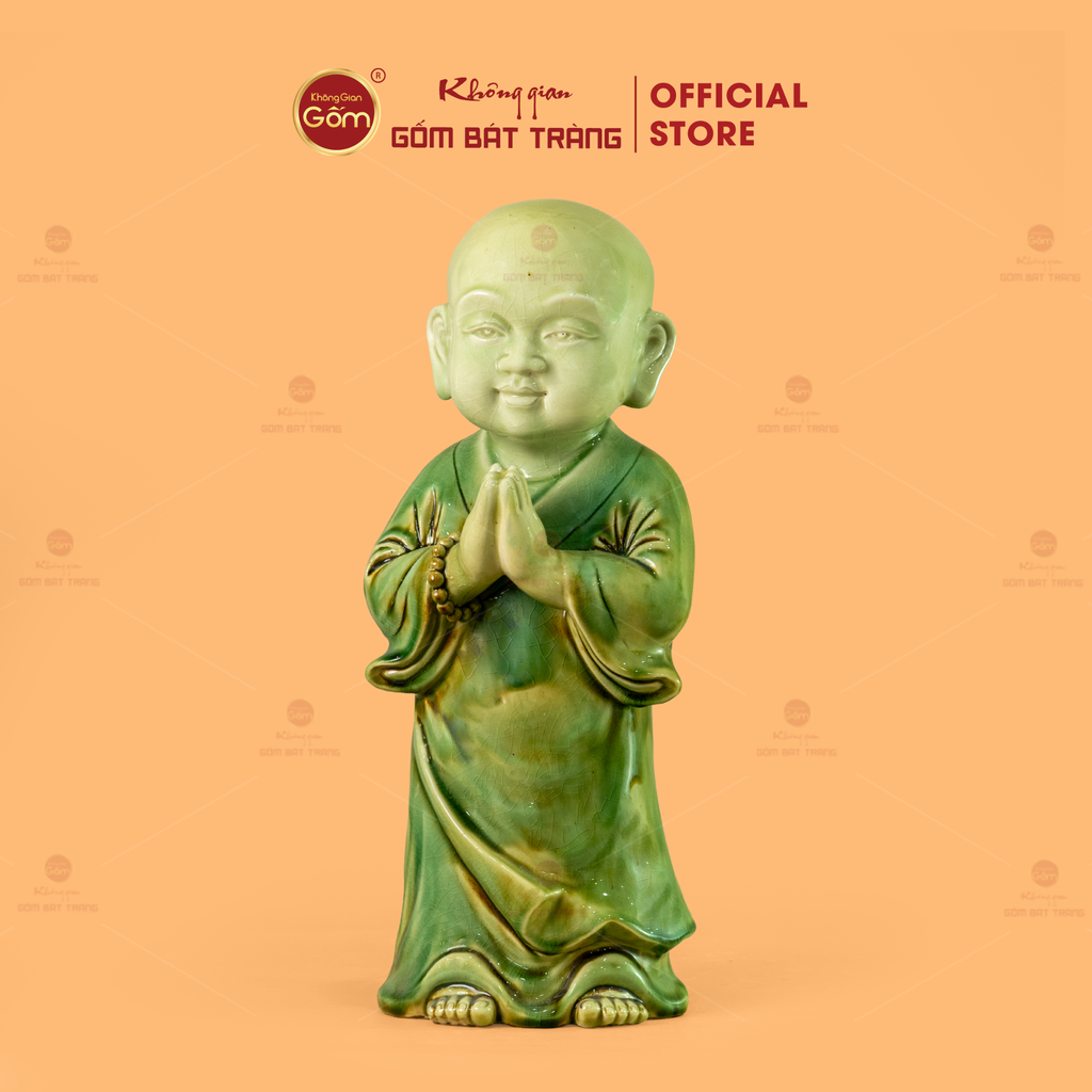 Tượng Chú Tiểu Men Xanh Ngọc
