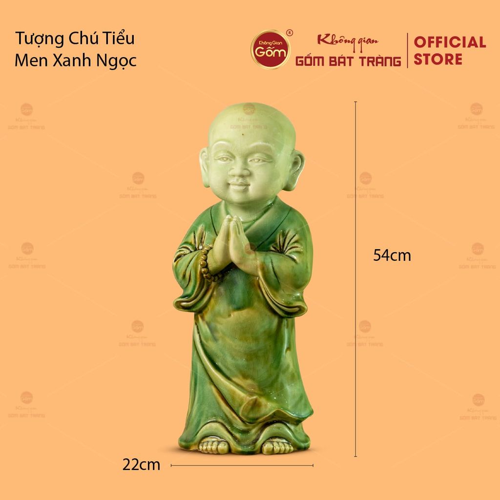 Tượng Chú Tiểu Men Xanh Ngọc