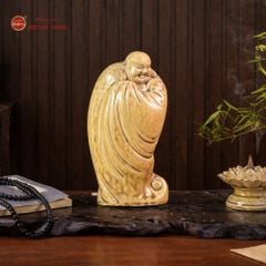 Tượng Di Lặc Ngũ Phúc Men Vàng Nâu