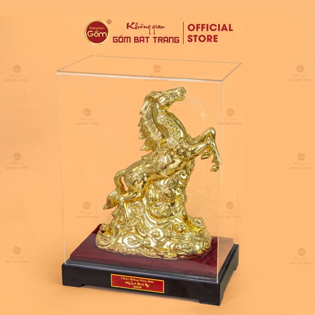 Tượng Linh Vật Ngựa Mạ Vàng