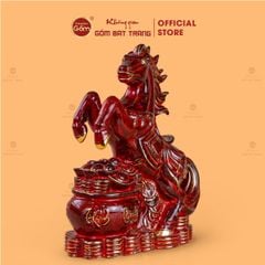 Tượng Ngựa Đỏ Xích Mã Tài Lộc Vẽ Vàng