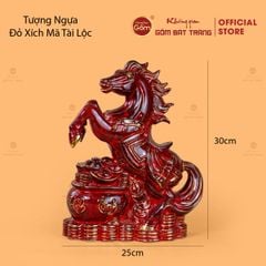 Tượng Ngựa Đỏ Xích Mã Tài Lộc Vẽ Vàng