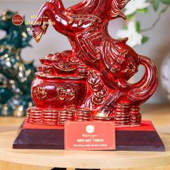 Tượng Ngựa Đỏ Xích Mã Tài Lộc Vẽ Vàng