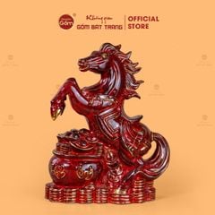 Tượng Ngựa Đỏ Xích Mã Tài Lộc Vẽ Vàng