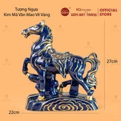 Tượng Ngựa Kim Mã Vân Mao Vẽ Vàng