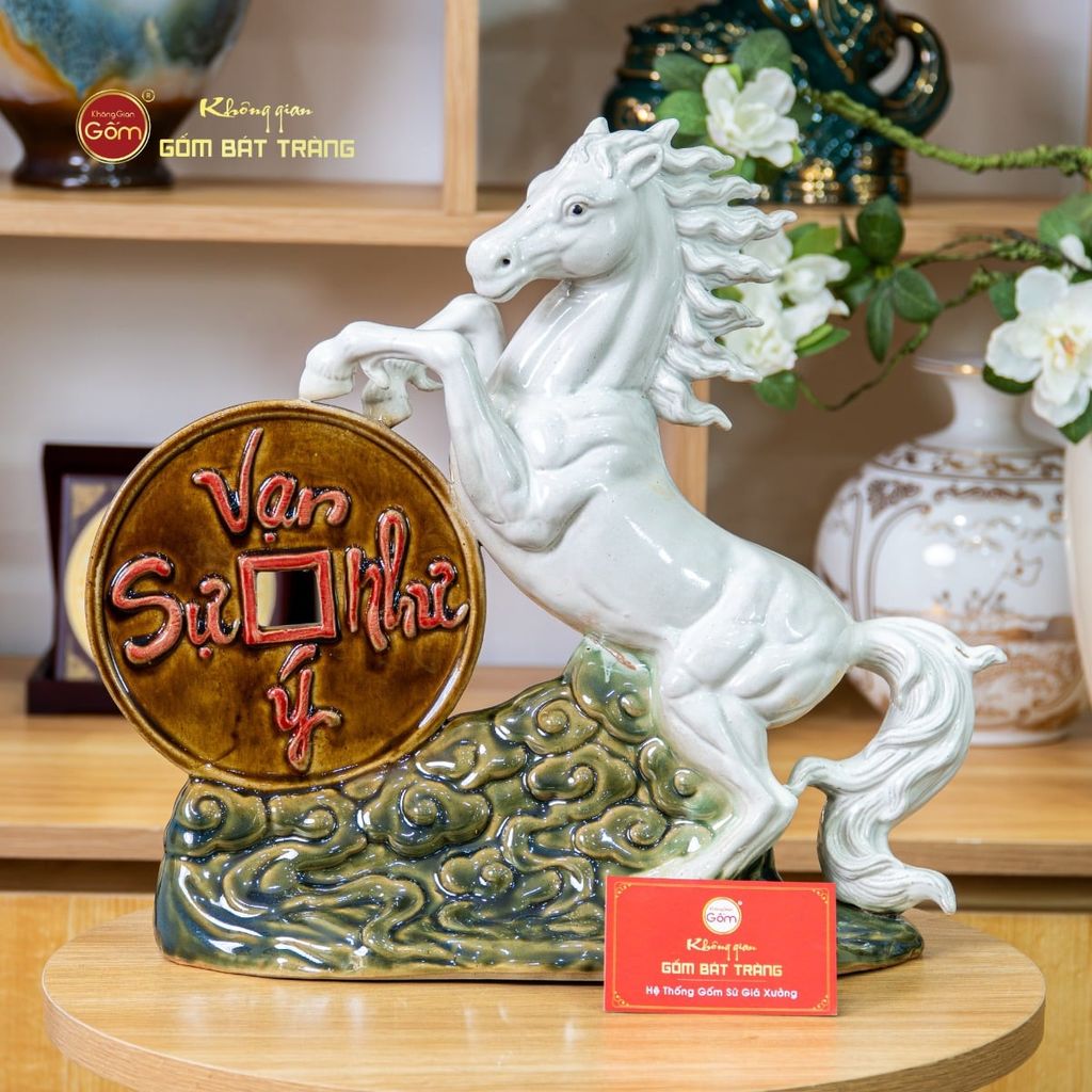 Tượng Ngựa Men Màu Vạn Sự Như Ý Mã Đáo Thành Công