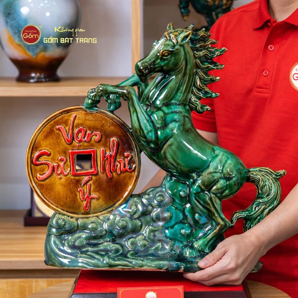 Tượng Ngựa Men Màu Vạn Sự Như Ý Mã Đáo Thành Công