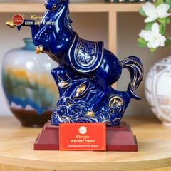 Tượng Ngựa Phù Đổng Xanh Coban Vẽ Vàng