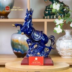 Tượng Ngựa Phù Đổng Xanh Coban Vẽ Vàng