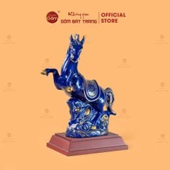 Tượng Ngựa Phù Đổng Xanh Coban Vẽ Vàng