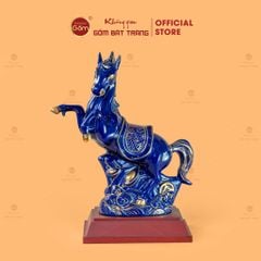 Tượng Ngựa Phù Đổng Xanh Coban Vẽ Vàng