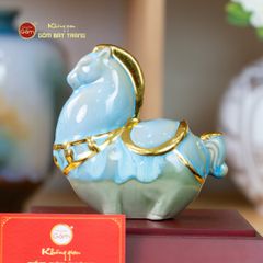 Tượng Ngựa Tiểu Mã Chiêu Tài Vẽ Vàng