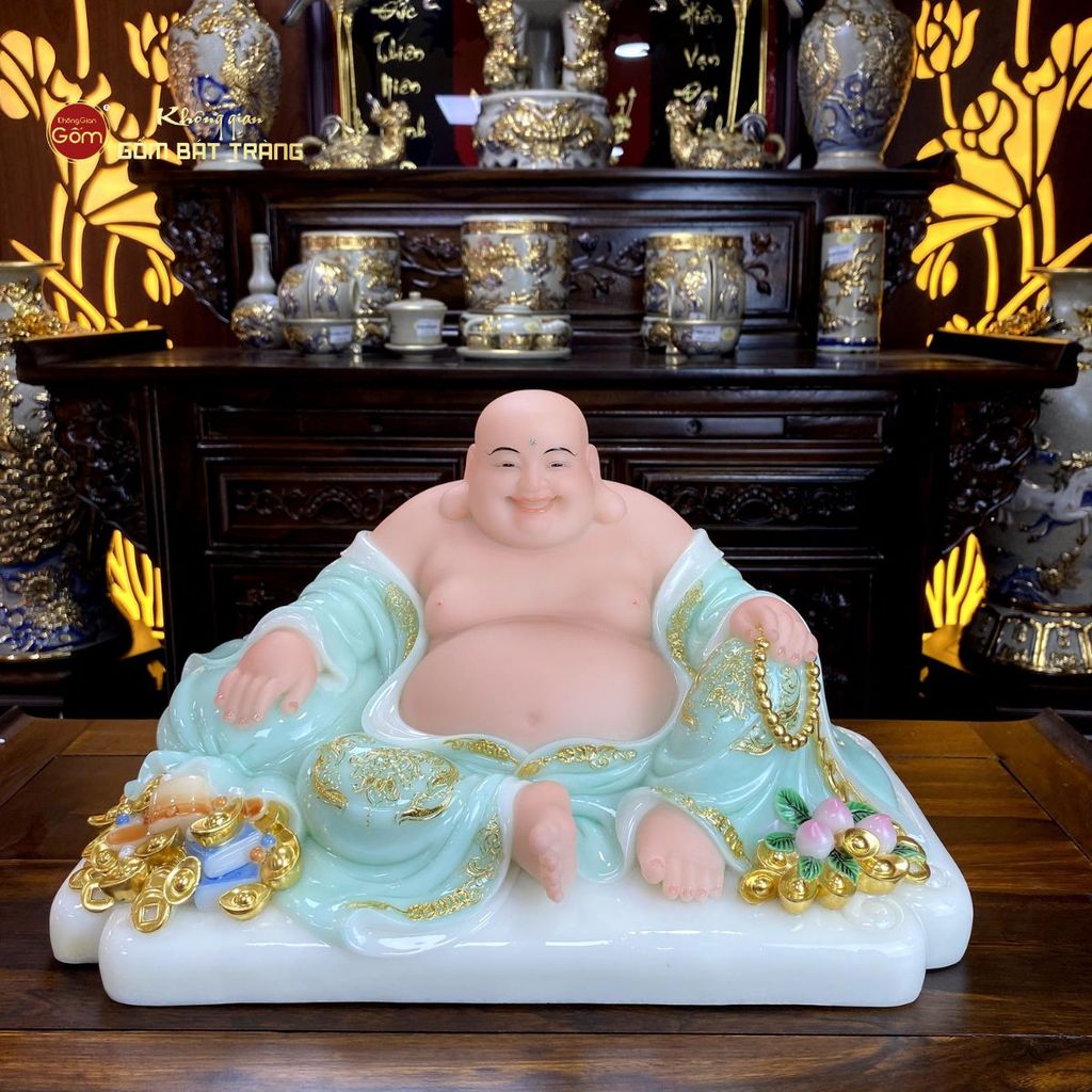 Tượng Phật Di Lặc Trái Đào Phỉ Thúy