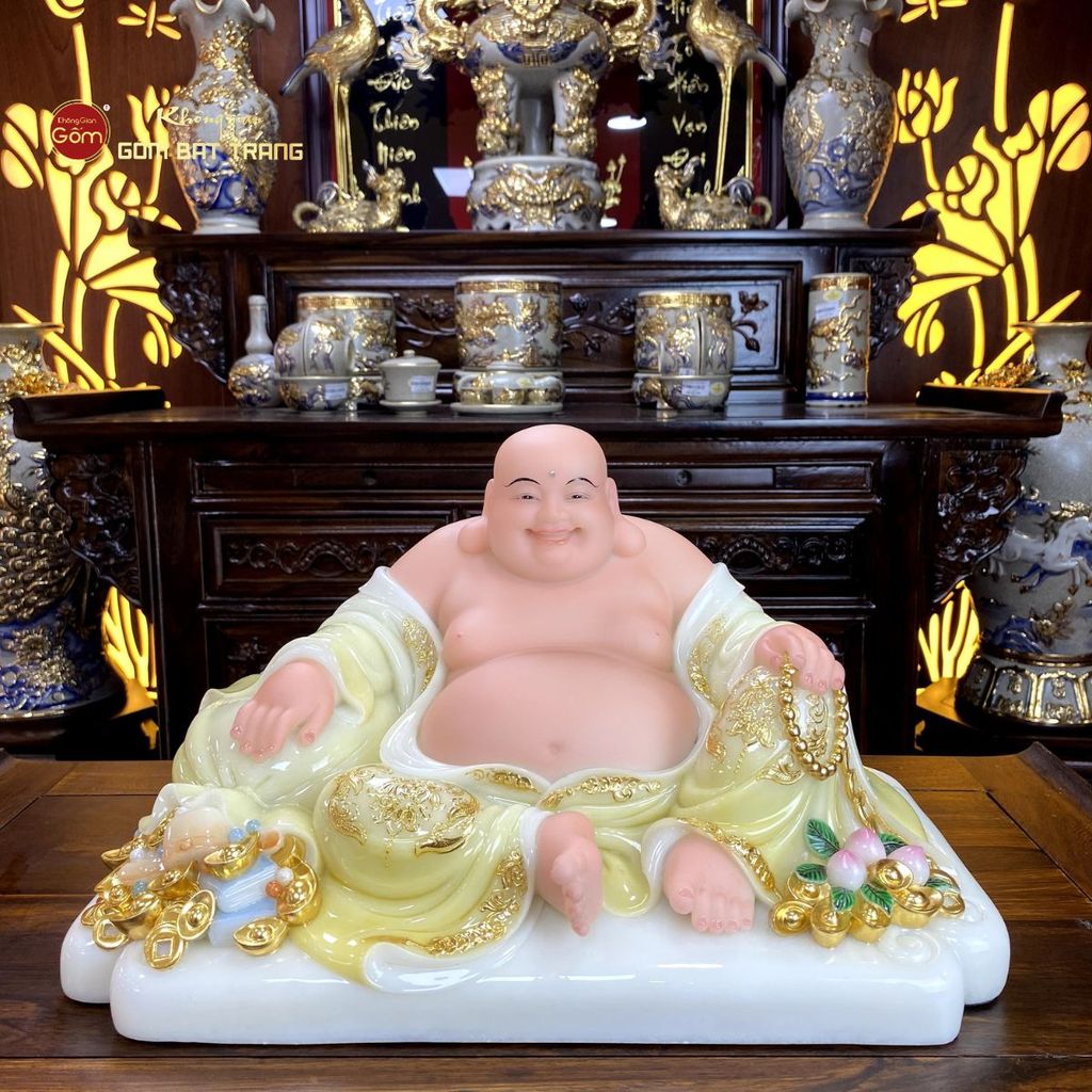 Tượng Phật Di Lặc Trái Đào Vàng Phú Quý