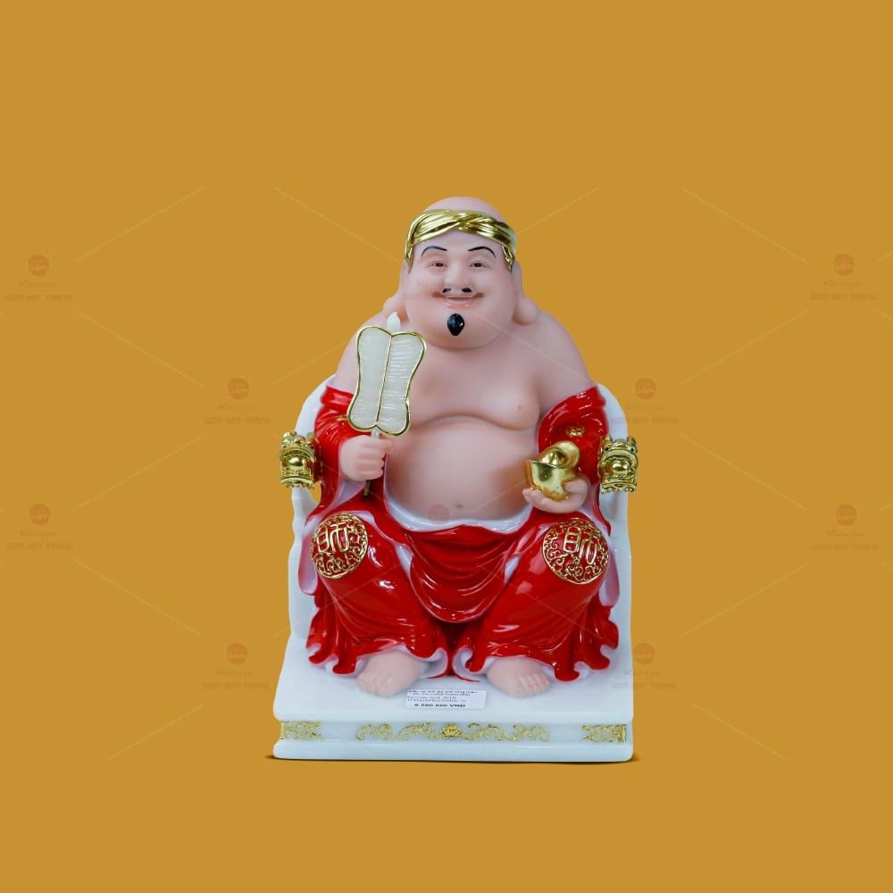 Tượng Thần Tài Thổ Địa Ghế Rồng Màu Đỏ