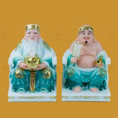 Tượng Thần Tài Thổ Địa Ghế Rồng Màu Lục Bảo