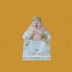 Tượng Thần Tài Thổ Địa Ghế Rồng Màu Phỉ Thúy