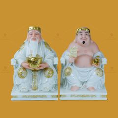 Tượng Thần Tài Thổ Địa Ghế Rồng Màu Phỉ Thúy