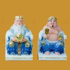 Tượng Thần Tài Thổ Địa Ghế Rồng Màu Saphia