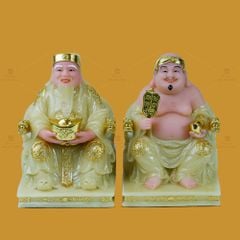 Tượng Thần Tài Thổ Địa Ghế Rồng Màu Thạch Anh Vàng