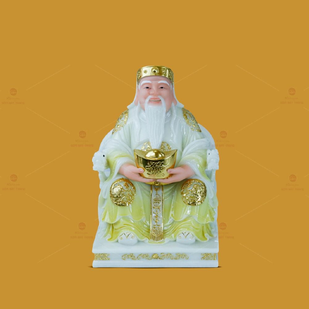 Tượng Thần Tài Thổ Địa Ghế Rồng Màu Vàng Phú Quý