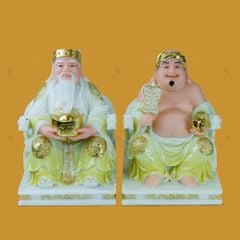 Tượng Thần Tài Thổ Địa Ghế Rồng Màu Vàng Phú Quý