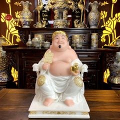 Tượng Thần Tài Thổ Địa Ghế Rồng Màu Phỉ Thúy