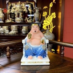 Tượng Thần Tài Thổ Địa Ghế Rồng Màu Saphia