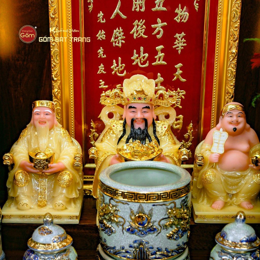 Tượng Thần Tiền Ngồi Ghế Rồng Thạch Anh Vàng