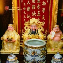 Tượng Thần Tiền Ngồi Ghế Rồng Thạch Anh Vàng