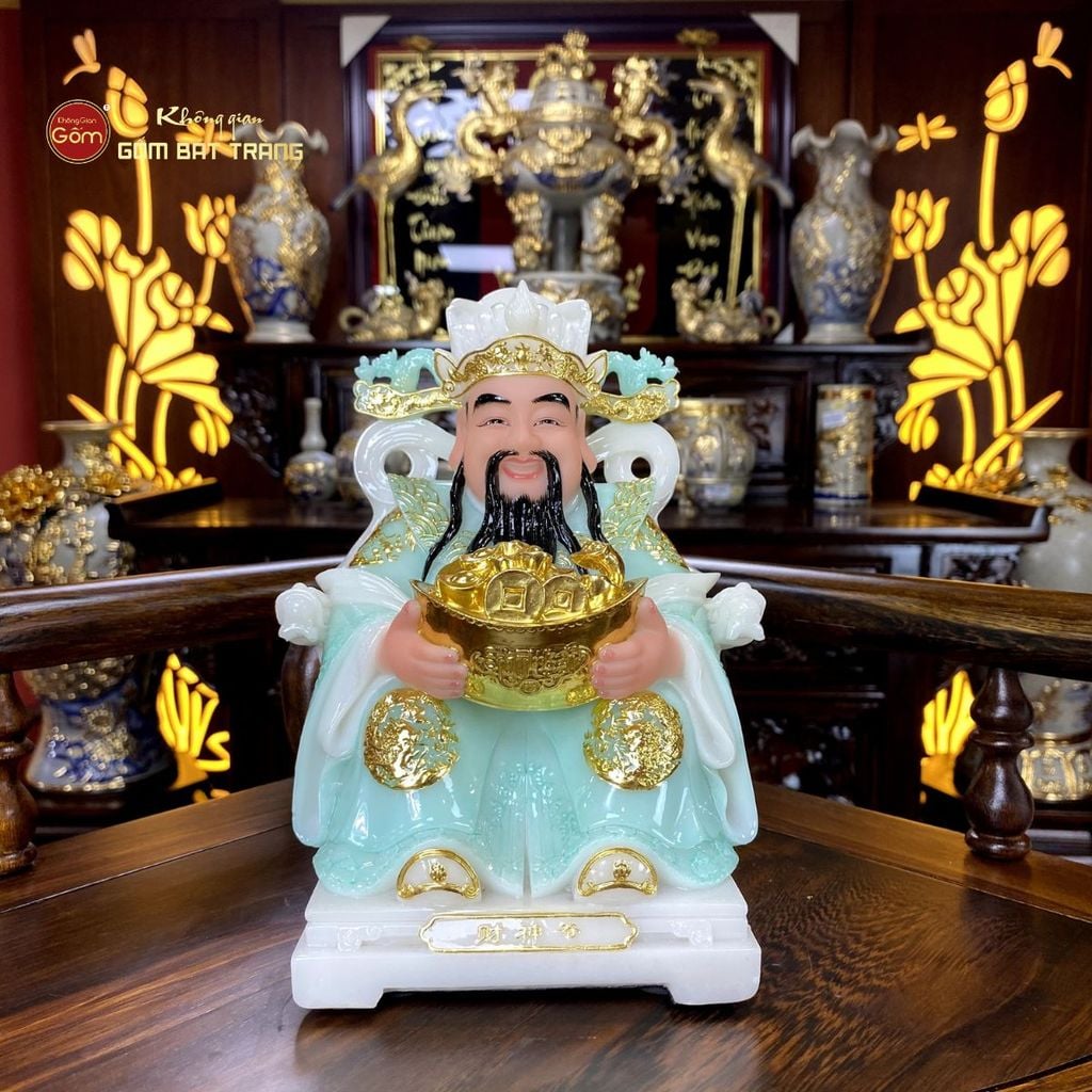 Tượng Thần Tiền Ngồi Ghế Rồng Phỉ Thúy