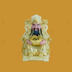 Tượng Thần Tiền Ngồi Ghế Rồng Thạch Anh Vàng