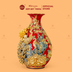 Tỳ Bà Men Đỏ Công Đào Đắp Nổi Vẽ Vàng