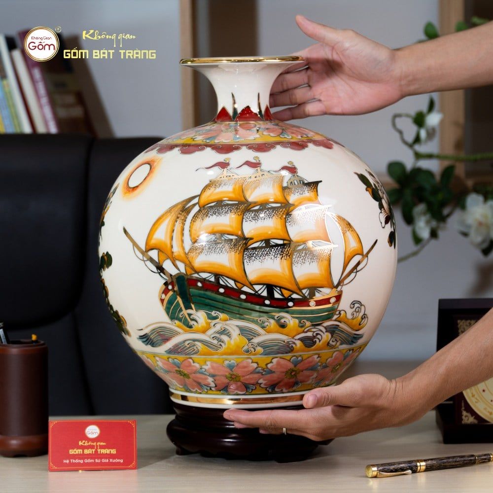 Quả Hút Lộc Thuận Buồm Xuôi Gió Tam Hạc Diên Niên Huỳnh Bảo Vẽ Vàng
