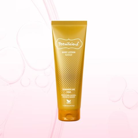 Sữa Dưỡng Thể Lấp Lánh Teenilicious Body Lotion Gold - Tạo Lớp Nhũ Lấp Lánh Ánh Nhũ, Dưỡng Ẩm, Giúp Da Trắng, Sáng Và Mềm Mịn 150ml